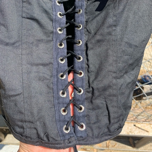 Vintage Ralph Lauren Black Velvet Rayon Lace Up Corset Union Made - Picture 9 of 16